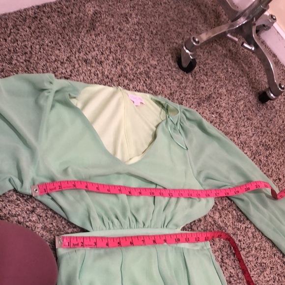 Francesca’s Collection Pink Lily Dress Size Small Mint Green Cutout Sides - Picture 9 of 11